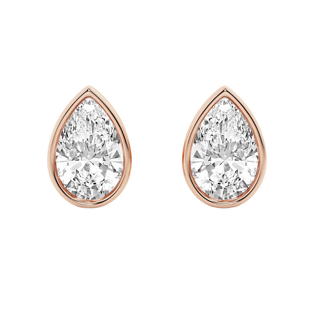 Pear Lab Diamond Bezel Stud Earrings (3 ct. tw.)-14K Rose Gold