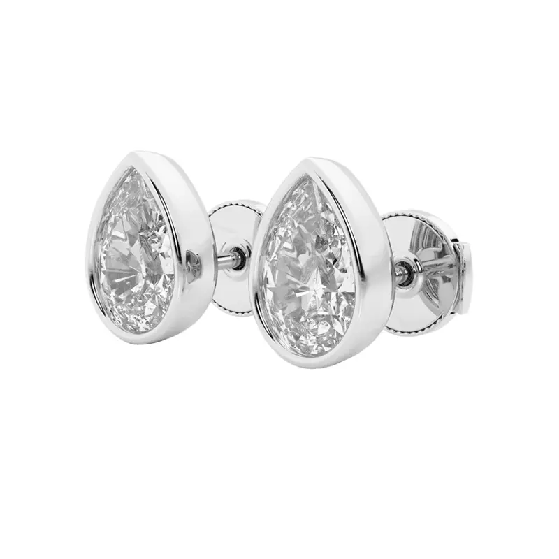 14K White Gold Pear Lab Diamond Bezel Stud Earrings (3 ct. tw.)