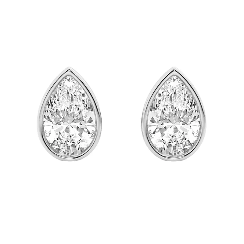 14K White Gold Pear Lab Diamond Bezel Stud Earrings (3 ct. tw.)