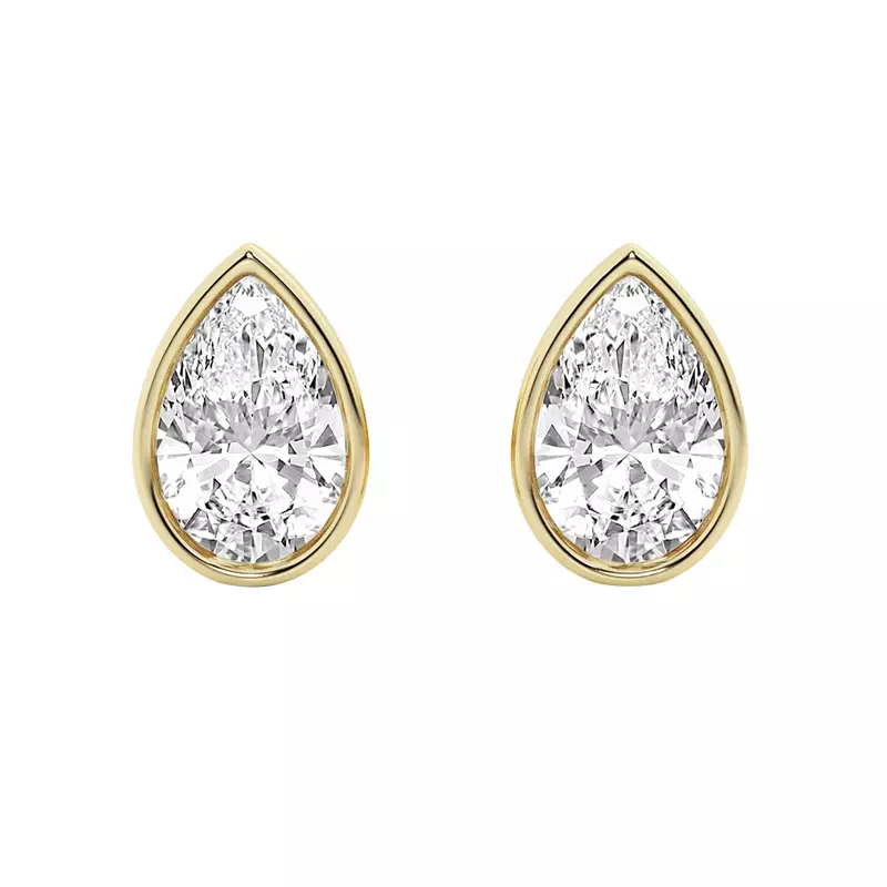 14K Yellow Gold Pear Lab Diamond Bezel Stud Earrings (3 ct. tw.)