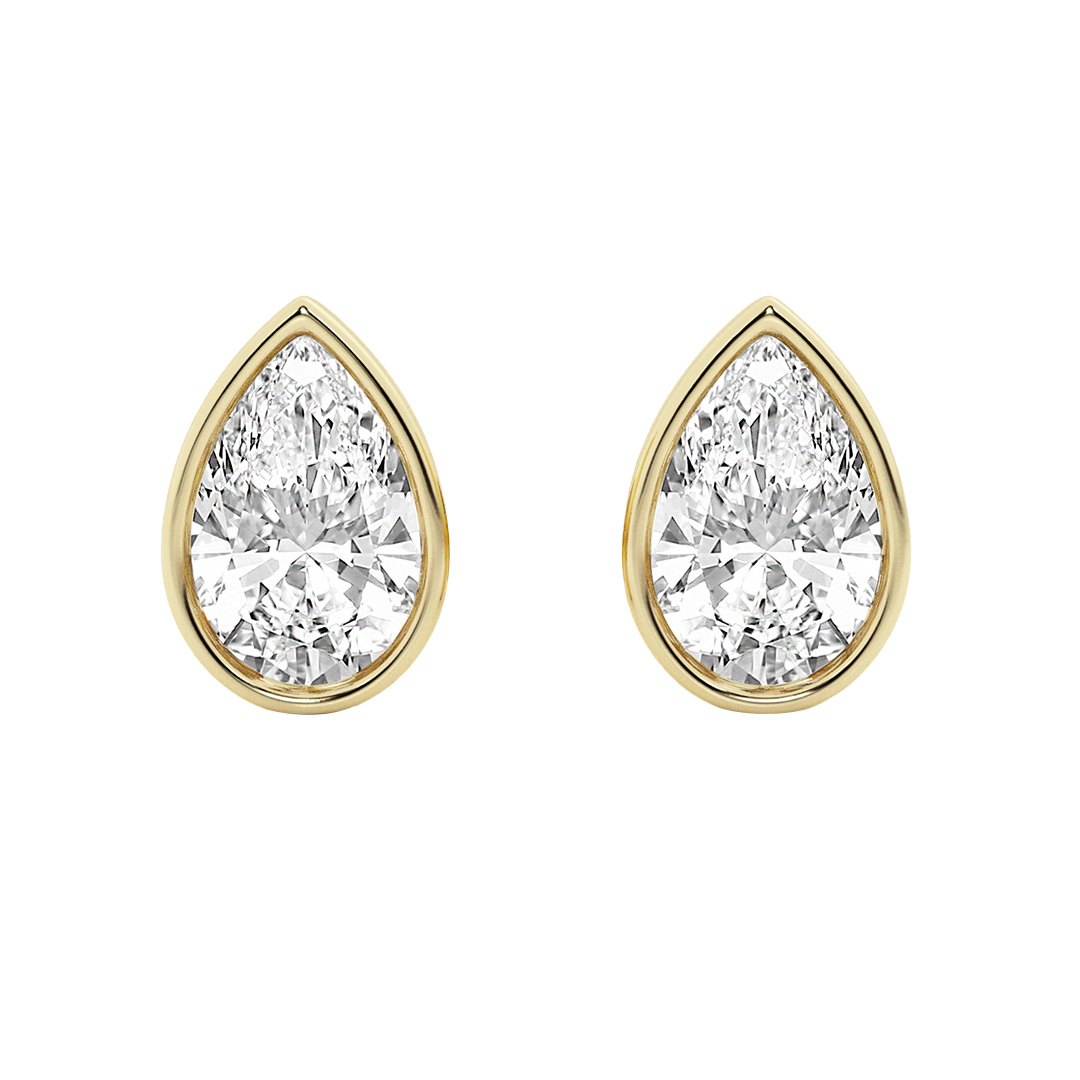 Pear Lab Diamond Bezel Stud Earrings (3 ct. tw.)-14K Yellow Gold