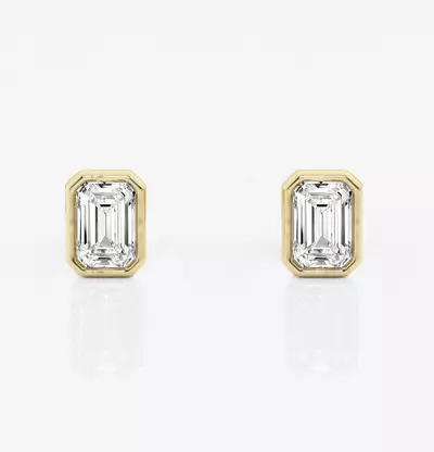 Emerald Lab Diamond Bezel Stud Earrings (1/2 ct. tw.)