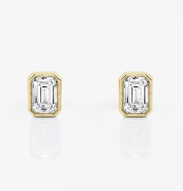 Emerald Lab Diamond Bezel Stud Earrings (1/2 ct. tw.)