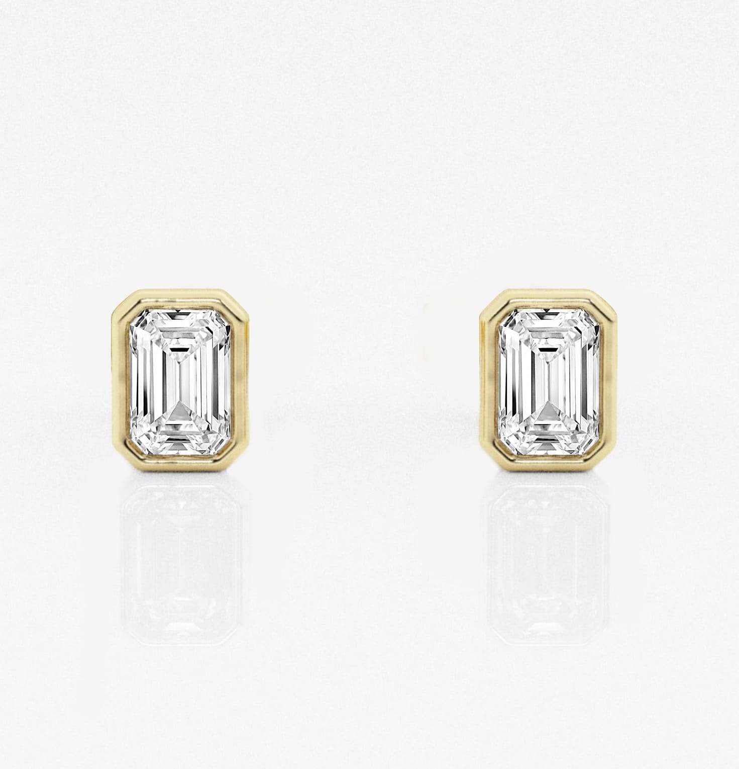 Emerald Lab Diamond Bezel Stud Earrings (1/2 ct. tw.)-14K Yellow Gold