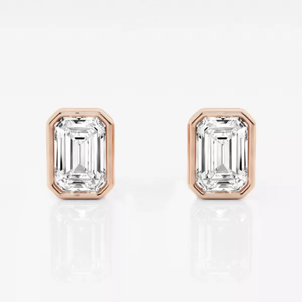 Emerald Lab Diamond Bezel Stud Earrings (1 ct. tw.)