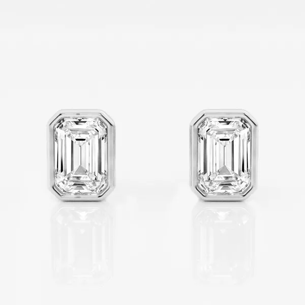 Emerald Lab Diamond Bezel Stud Earrings (1 ct. tw.)