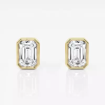 Emerald Lab Diamond Bezel Stud Earrings (1 ct. tw.)