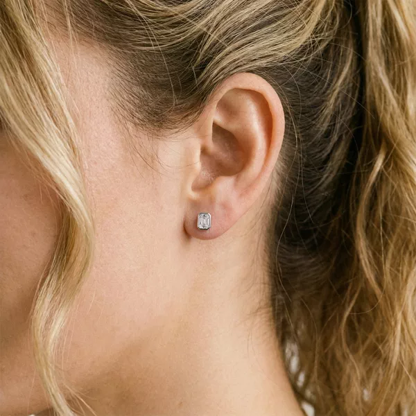 Emerald Lab Diamond Bezel Stud Earrings (1 ct. tw.)