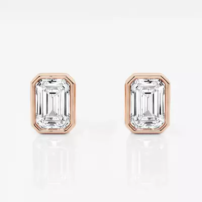Emerald Lab Diamond Bezel Stud Earrings (1 1/2 ct. tw.)