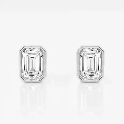 Emerald Lab Diamond Bezel Stud Earrings (1 1/2 ct. tw.)