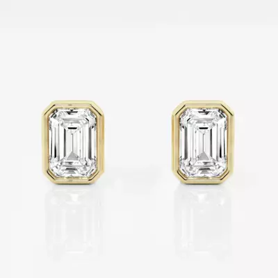 Emerald Lab Diamond Bezel Stud Earrings (1 1/2 ct. tw.)