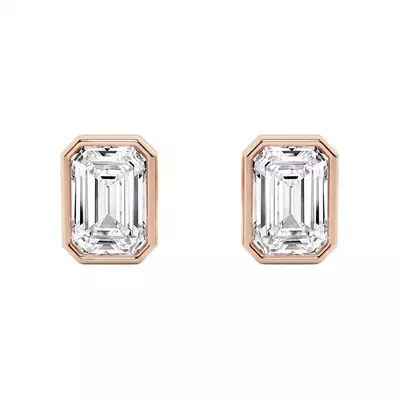 Emerald Lab Diamond Bezel Stud Earrings (2 ct. tw.)