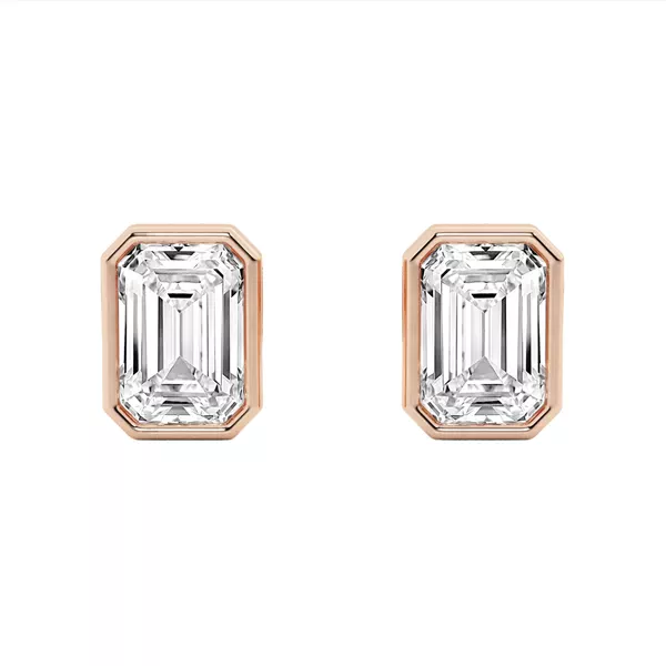 Emerald Lab Diamond Bezel Stud Earrings (2 ct. tw.)