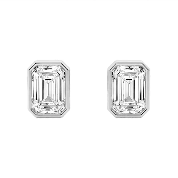 Emerald Lab Diamond Bezel Stud Earrings (2 ct. tw.)