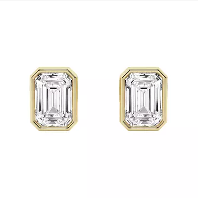 Emerald Lab Diamond Bezel Stud Earrings (2 ct. tw.)