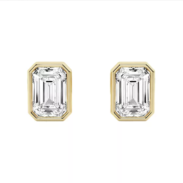Emerald Lab Diamond Bezel Stud Earrings (2 ct. tw.)