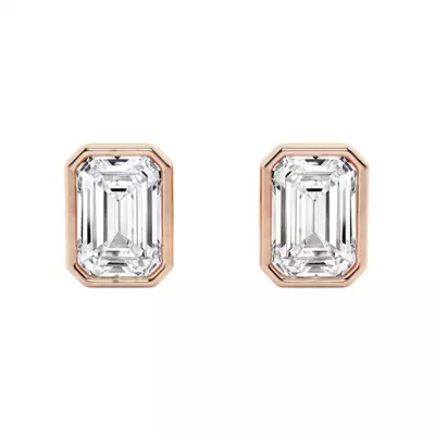 Emerald Lab Diamond Bezel Stud Earrings (3 ct. tw.)