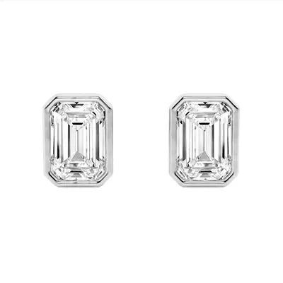 Emerald Lab Diamond Bezel Stud Earrings (3 ct. tw.)