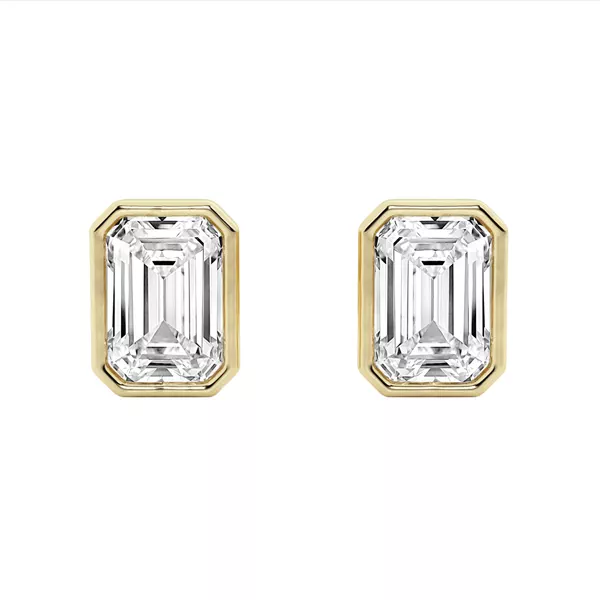 Emerald Lab Diamond Bezel Stud Earrings (3 ct. tw.)