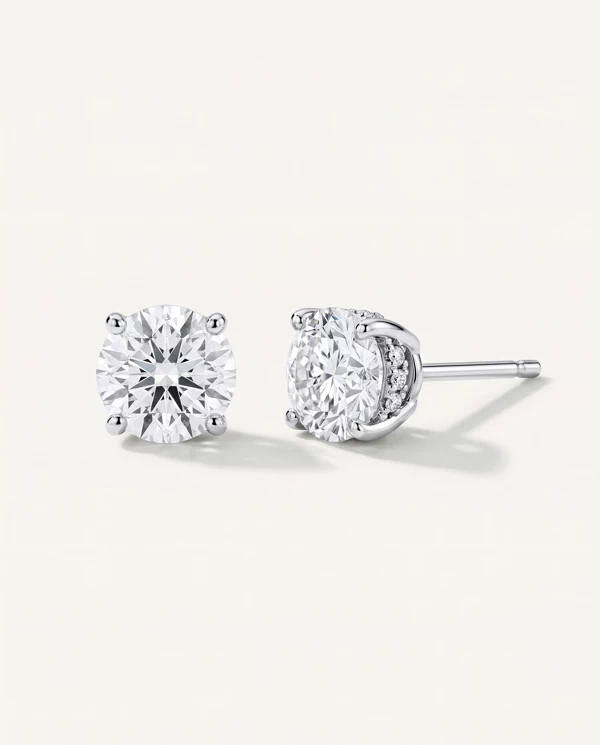 Diamond Earrings Hidden Halo Lab Diamond Stud