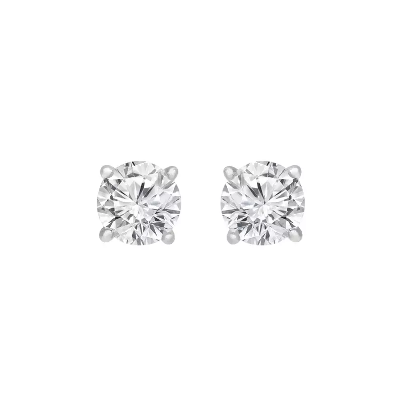 14K White Gold Hidden Halo Lab Diamond Stud