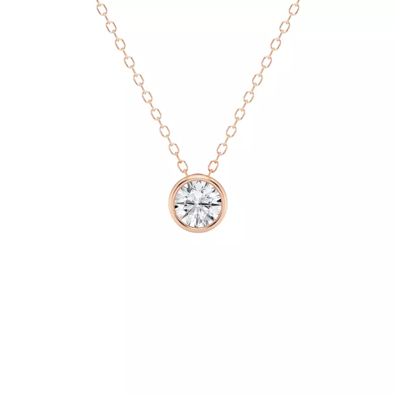 14K Rose Gold Modern Bezel Round Lab Diamond Pendant (1/2 ct. tw.)