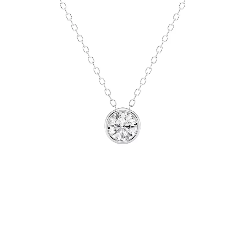 14K White Gold Modern Bezel Round Lab Diamond Pendant (1/2 ct. tw.)
