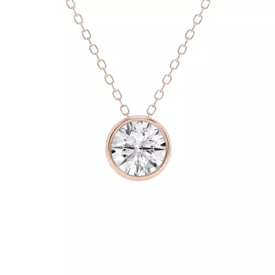 Modern Bezel Round Lab Diamond Necklace (1 ct. tw.)