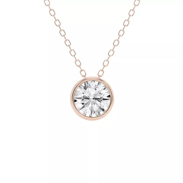 Modern Bezel Round Lab Diamond Necklace (1 ct. tw.)