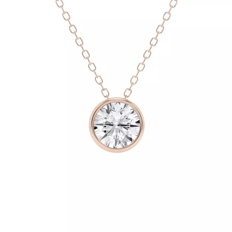 14K Rose Gold Modern Bezel Round Lab Diamond Pendant (1 ct. tw.)