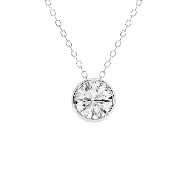 Modern Bezel Round Lab Diamond Necklace (1 ct. tw.)