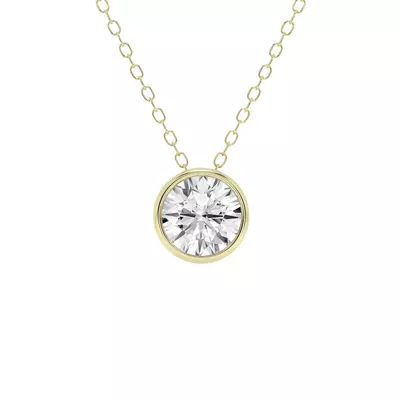Modern Bezel Round Lab Diamond Necklace (1 ct. tw.)