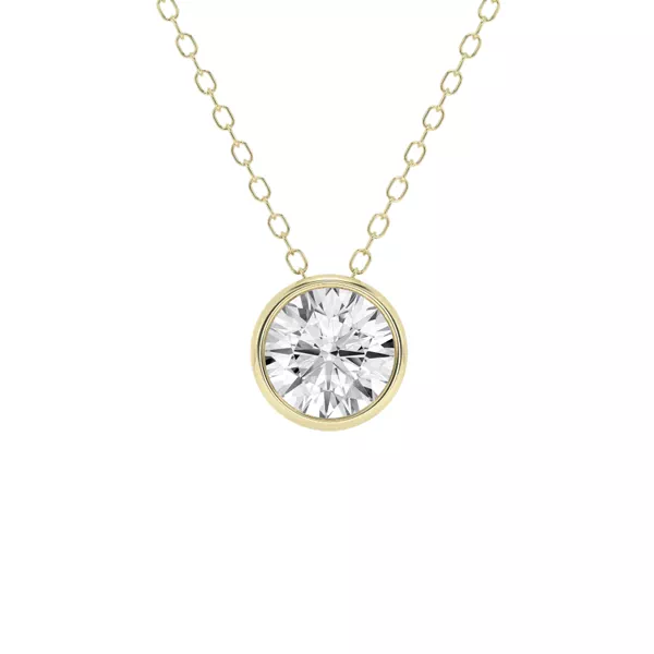 Modern Bezel Round Lab Diamond Necklace (1 ct. tw.)