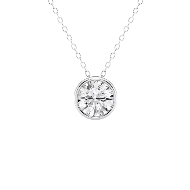 14K White Gold Modern Bezel Round Lab Diamond Pendant (1 1/2 ct. tw.)