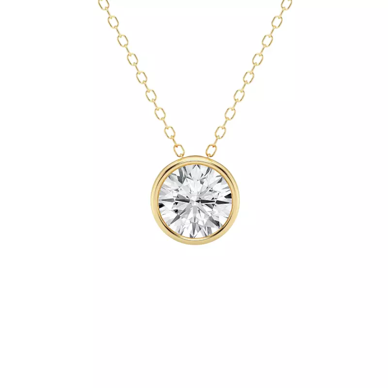 14K Yellow Gold Modern Bezel Round Lab Diamond Pendant (1 1/2 ct. tw.)