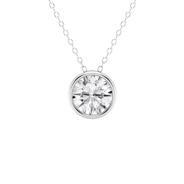 Modern Bezel Round Lab Diamond Necklace (2 ct. tw.)