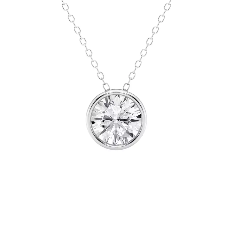14K White Gold Modern Bezel Round Lab Diamond Pendant (2 ct. tw.)