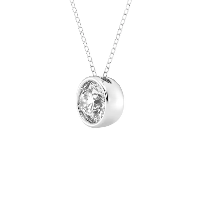 14K White Gold Modern Bezel Round Lab Diamond Pendant (2 ct. tw.)