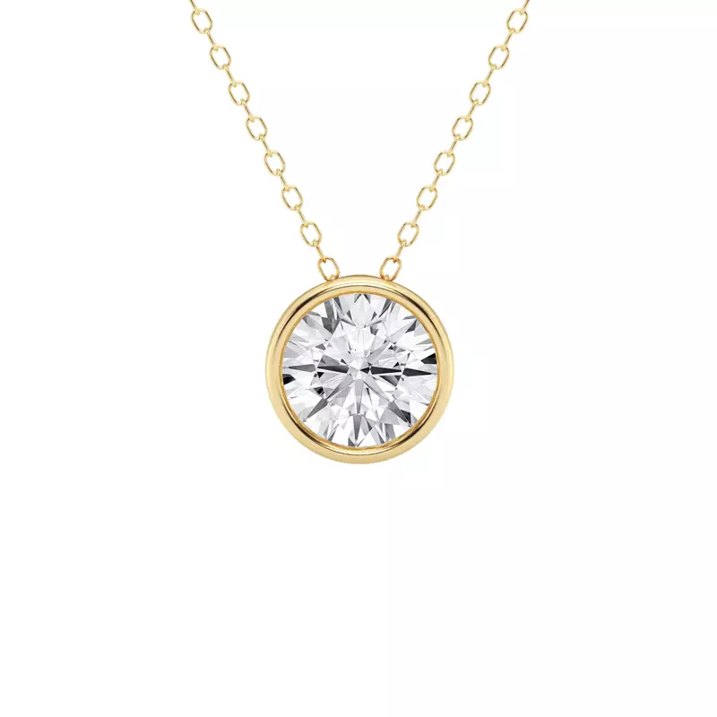 14K Yellow Gold Modern Bezel Round Lab Diamond Pendant (2 ct. tw.)