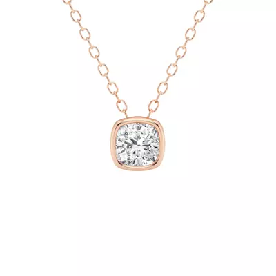 Modern Bezel Cushion Lab Diamond Necklace (1/2 ct. tw.)