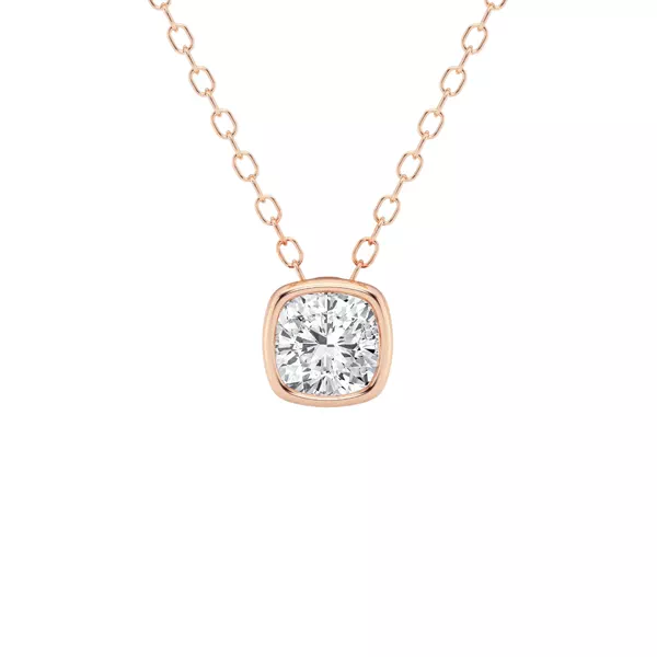 Modern Bezel Cushion Lab Diamond Necklace (1/2 ct. tw.)