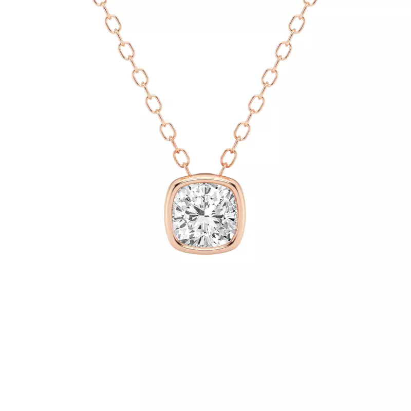 Modern Bezel Cushion Lab Diamond Necklace (1/2 ct. tw.)