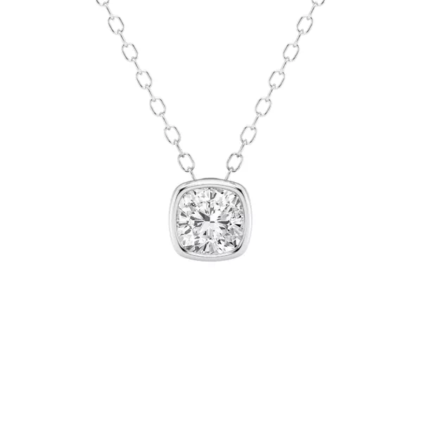 Modern Bezel Cushion Lab Diamond Necklace (1/2 ct. tw.)