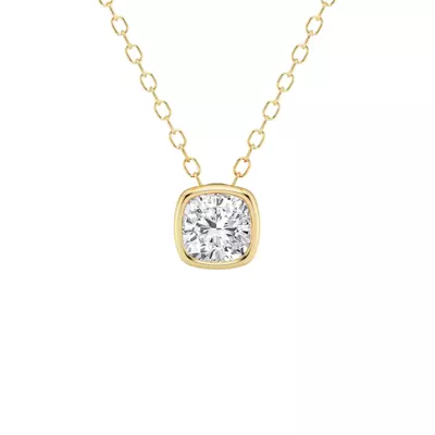 Modern Bezel Cushion Lab Diamond Necklace (1/2 ct. tw.)