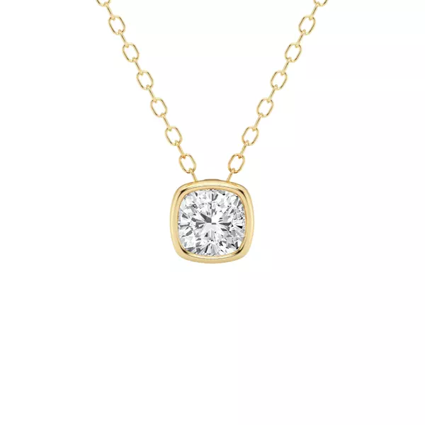 Modern Bezel Cushion Lab Diamond Necklace (1/2 ct. tw.)