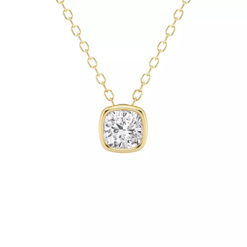 14K Yellow Gold Modern Bezel Cushion Lab Diamond Pendant (1/2 ct. tw.)
