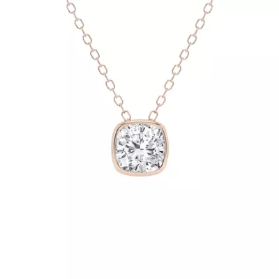 Modern Bezel Cushion Lab Diamond Necklace (1 ct. tw.)