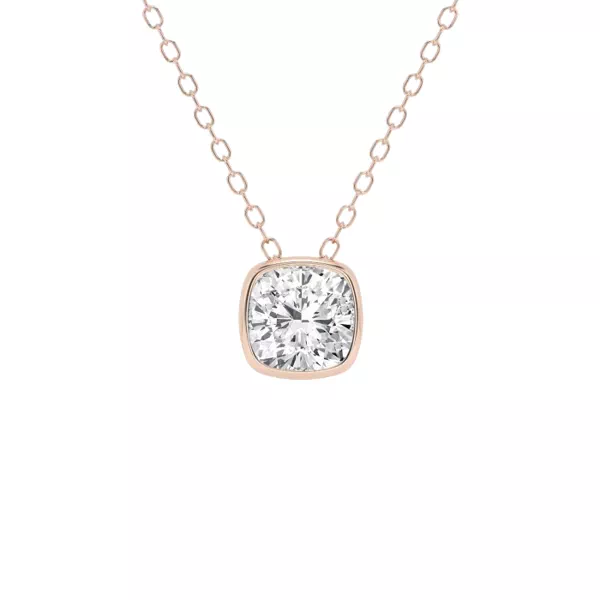 Modern Bezel Cushion Lab Diamond Necklace (1 ct. tw.)