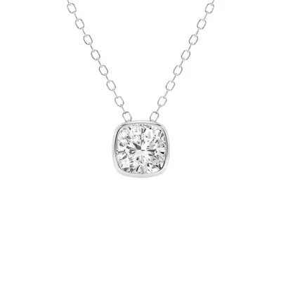 Modern Bezel Cushion Lab Diamond Necklace (1 ct. tw.)