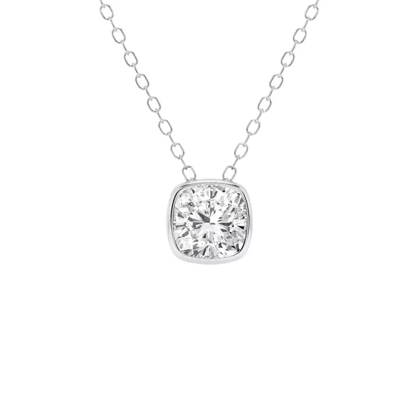 Modern Bezel Cushion Lab Diamond Necklace (1 ct. tw.)